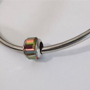 Silver Iridescent‎ Crystals Charm for Pandora Style Bracelet